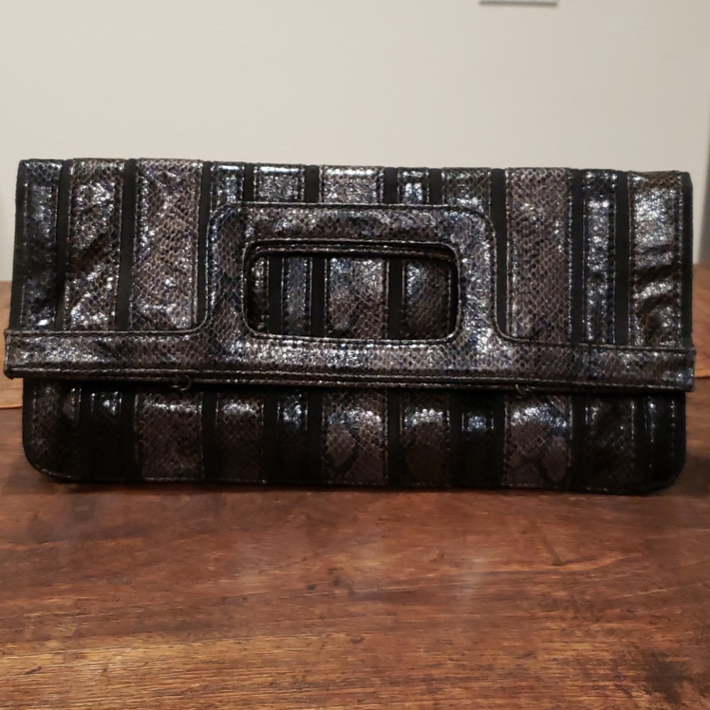Faux Snakeskin Clutch